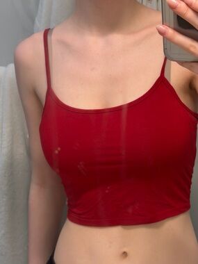 Red Spaghetti-Strap Crop Top